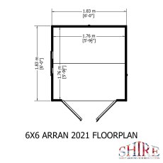 6 x 6 Shire Arran Shed - Base external dimensions