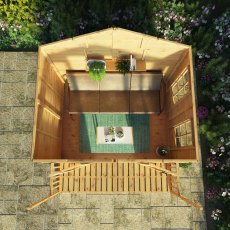 8x8 Mercia Premium Traditional T&G Summerhouse With Veranda - in situ - top view