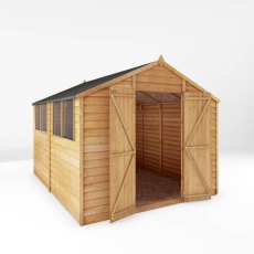 10x8 Mercia Overlap Shed - isolated angle view - doors open