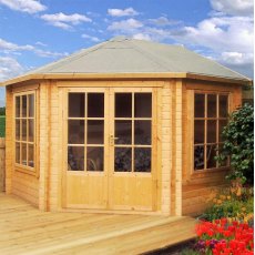 10 x 10 Shire Ardcastle Corner Log Cabin - Clear stain finish