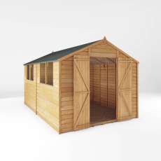 12x8 Mercia Overlap Shed - isolated angle view - doors open