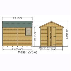 8x6 shire shiplap shed dimensions