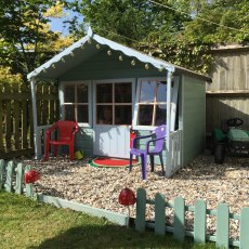 6x6 Shire Pixie Playhouse - customer image showing external and internal view