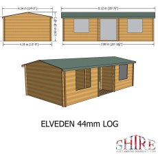 26 x 14 Shire Elveden Log Cabin - Dimensions