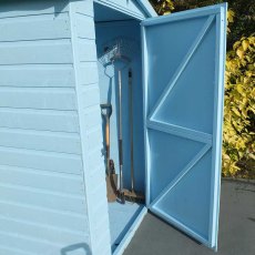 6x4 Shire Lewis Professional Shed- close up of door open showing ledged and braced doors