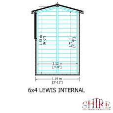 6x4 Shire Lewis Professional Shed - internal dimensions