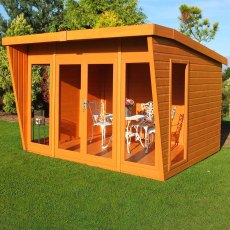 10x8 Shire Highclere Summerhouse - Angled view with table