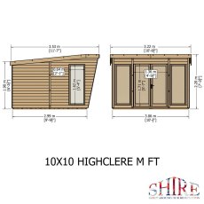 10 x 10 Shire Highclere Summerhouse - Dimensions