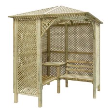 Grange Valencia Corner Garden Arbour with Table - isolated angled left view