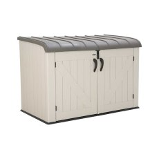 isolated angled view of the 6x3.5 Lifetime Heavy Duty Plastic Storage Unit