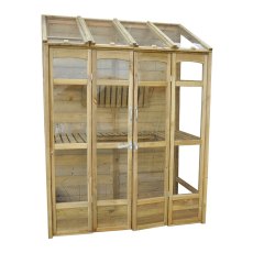 4'10" (1.47m) Wide Victorian Tall Wall Greenhouse - front view natural finish with doors closed