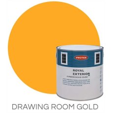 Protek Royal Exterior Paint 5 Litres - Drawing Room Gold Colour Swatch with Pot