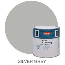 Protek Royal Exterior Paint 5 Litres - Silver Grey Colour Swatch with Pot