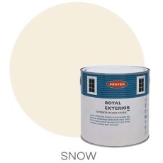 Protek Royal Exterior Paint 5 Litres - Snow Colour Swatch with Pot