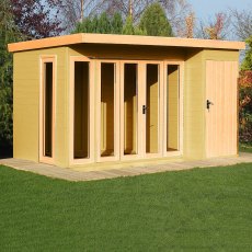 12x8 Shire Aster Summerhouse with Side Storage - unpainted with doors closed