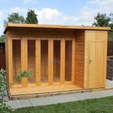 12x8 Shire Aster Summerhouse with Side Storage - natural angled view