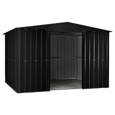 Isolated view of 10 x 7 Lotus Apex Metal Shed in Anthracite Grey with doors open