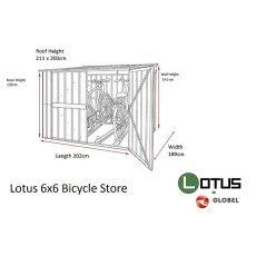 Dimensions of 6 x 6 Lotus Metal Bike Store in Anthracite Grey