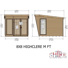 8 x 8 Shire Highclere Summerhouse - Elevation view