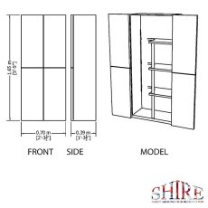 Dimensions of the Shire Large Plastic Storage Cupboard with Shelves & Broom Storage