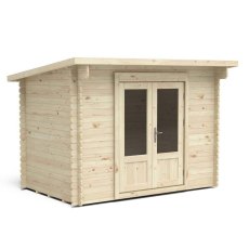 6 x 10 Forest Harwood Pent Log Cabin - 3/4 view
