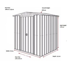 Dimensions for 6 x 4 Lotus Apex Metal Shed in Heritage Green