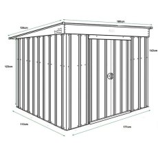 Dimensions for 6 x 4 Lotus Low Pent Metal Shed in Heritage Green