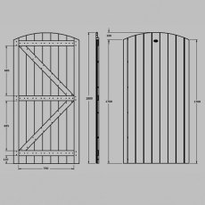 6ft High Forest Heavy Duty Tongue and Groove Gate - Dimensions