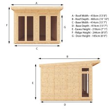 14 x 14 (4.10m x 4.10m)  Mercia Insulated Garden Room - Dimensions