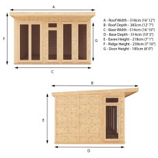 17 x 10 (5.10m x 3.10m) Mercia Insulated Garden Room - Dimensions