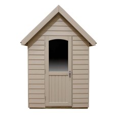 8 x 5 Forest Retreat Pressure Treated Redwood Lap Shed  in Natural Cream - Isolated, door open