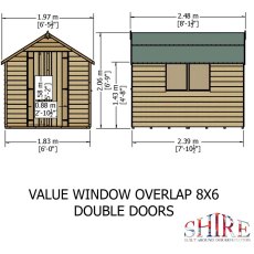 8 x 6 Shire Value Overlap Shed - Dimensions