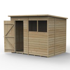 8 x 6 Forest 4Life Overlap Pent Wooden Shed - isolated with door open
