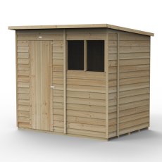 7 x 5 Forest 4Life Overlap Pent Wooden Shed - isolated with door closed