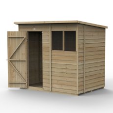 7 x 5 Forest 4Life Overlap Pent Wooden Shed - isolated with door open