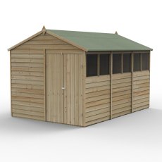 12 x 8 Forest 4Life Overlap Apex Wooden Shed with Double Doors - isolated with doors closed