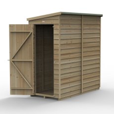 6 x 3 Forest 4Life Overlap Windowless Lean To Wooden Shed - isolated with door open