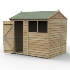 8 x 6 Forest 4Life Overlap Reverse Apex Wooden Shed - isolated with doors open