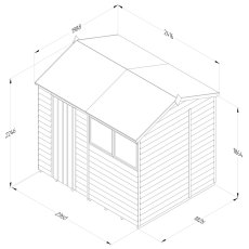 8 x 6 Forest 4Life Overlap Reverse Apex Wooden Shed - external dimensions