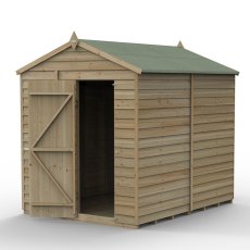 8 x 6 Forest 4Life Overlap Windowless Apex Wooden Shed - isolated with door open