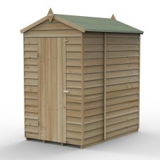 6 x 4 Forest 4Life Overlap Windowless Apex Wooden Shed - isolated with door closed