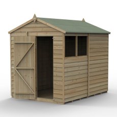 8 x 6 Forest 4Life Overlap Apex Wooden Shed - isolated with door open