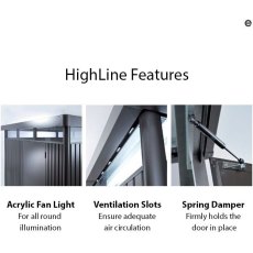 9 x 6 Biohort HighLine H2 Metal Shed - Single Door - Features