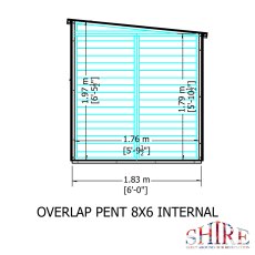 8x6 Shire Overlap Pent Shed - internal dimensions