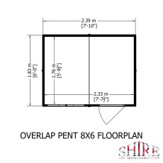8x6 Shire Overlap Pent Shed - footprint