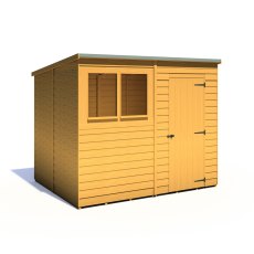 8x6 Shire Overlap Pent Shed - isolated angle view, doors closed