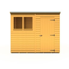 8x6 Shire Overlap Pent Shed - isolated front view, doors open