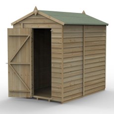 7 x 5 Forest 4Life Overlap Windowless Apex Wooden Shed - isolated with door open