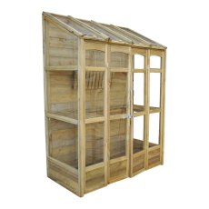 4'10" (1.47m) Wide Victorian Tall Wall Greenhouse  with AutoVent - side elevation in natural finish