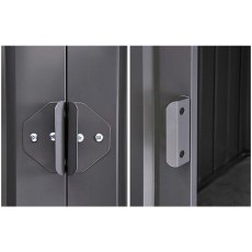 Double doors are lockable 6x6 Lotus Metal Shed in Anthracite Grey